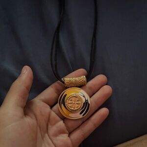 Gold and Black Pendant Necklace